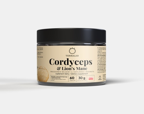 CORDYCEPS & LION'S MANE - Standaryzowane Hericenony i Erinacyny, Ekstrakt z Soplówki Jeżowatej 10:1 200 mg oraz Cordycepsu 50:1 CORDYCEPS & LION'S MANE - Standaryzowane Hericenony i Erinacyny, Ekstrakt z Soplówki Jeżowatej 10:1 200 mg oraz Cordycepsu 50:1