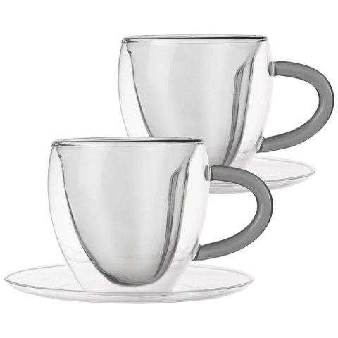 Filiżanki termiczne ze spodkiem z podwójną ścianką do kawy i herbaty DOUBLE 160 ml 2 szt. Filiżanki termiczne ze spodkiem z podwójną ścianką do kawy i herbaty DOUBLE 160 ml 2 szt.