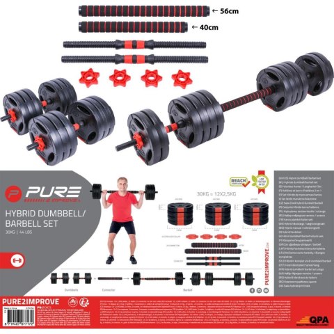 Hantla sztanga składana kompozytowa 30kg Pure 2 Improve 2w1