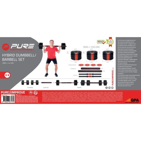 Hantla sztanga składana kompozytowa 30kg Pure 2 Improve 2w1