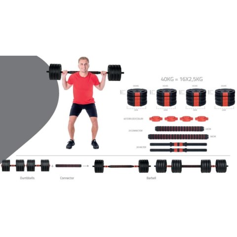 Hantla sztanga składana kompozytowa 40kg Pure 2 Improve 2w1