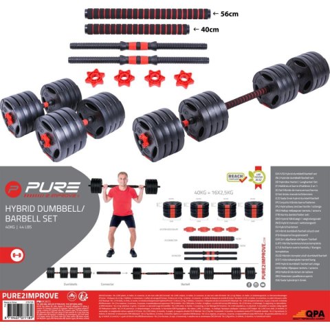 Hantla sztanga składana kompozytowa 40kg Pure 2 Improve 2w1