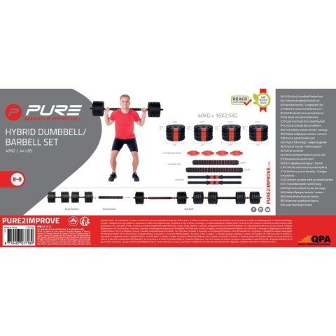 Hantla sztanga składana kompozytowa 40kg Pure 2 Improve 2w1