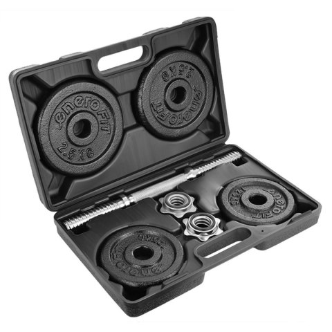 Hantla żeliwna 10kg walizka Enero Fit zestaw 7 elementów