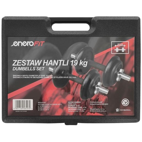 Hantle żeliwne 19kg walizka Enero Fit zestaw 2x9,5kg regulowane