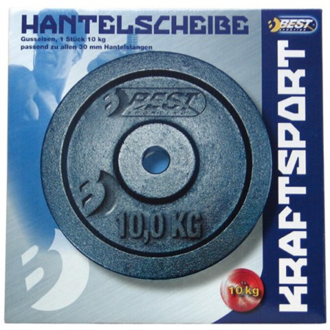 OBCIĄŻENIE ŻELIWNE CZARNE 10 KG BEST SPORTING fi 30mm OBCIĄŻENIE ŻELIWNE CZARNE 10 KG BEST SPORTING fi 30mm