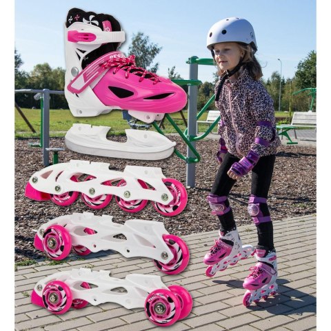 ŁYŻWOROLKI - WROTKI - ŁYŻWY 4W1 ENERO 30-33 RÓŻOWE ŁYŻWOROLKI - WROTKI - ŁYŻWY 4W1 ENERO 30-33 RÓŻOWE