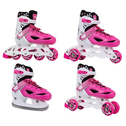 ŁYŻWOROLKI - WROTKI - ŁYŻWY 4W1 ENERO 30-33 RÓŻOWE ŁYŻWOROLKI - WROTKI - ŁYŻWY 4W1 ENERO 30-33 RÓŻOWE