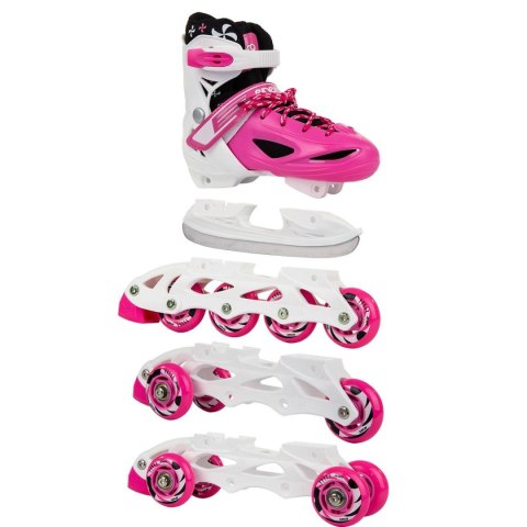 ŁYŻWOROLKI - WROTKI - ŁYŻWY 4W1 ENERO 30-33 RÓŻOWE ŁYŻWOROLKI - WROTKI - ŁYŻWY 4W1 ENERO 30-33 RÓŻOWE