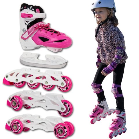 ŁYŻWOROLKI - WROTKI - ŁYŻWY 4W1 ENERO 30-33 RÓŻOWE ŁYŻWOROLKI - WROTKI - ŁYŻWY 4W1 ENERO 30-33 RÓŻOWE