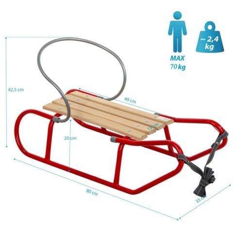 SANKI METALOWE TOMEK Z OPARCIEM CZERWONE SANKI METALOWE TOMEK Z OPARCIEM CZERWONE