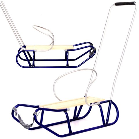 SANKI METALOWE TOMEK Z OPARCIEM I PCHACZEM NIEBIESKIE SANKI METALOWE TOMEK Z OPARCIEM I PCHACZEM NIEBIESKIE