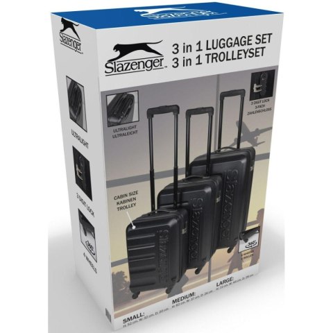 ZESTAW 3 WALIZEK 18/22/26 CALE CZARNE SLAZENGER ZESTAW 3 WALIZEK 18/22/26 CALE CZARNE SLAZENGER