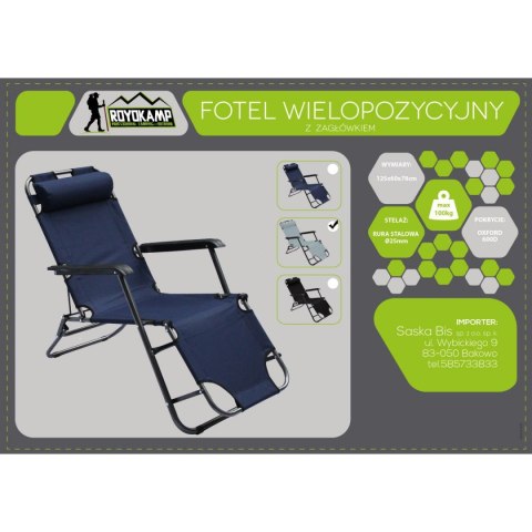 FOTEL WIELOPOZYCYJNY LEVEL Z ZAGŁÓWKIEM SZARY FOTEL WIELOPOZYCYJNY LEVEL Z ZAGŁÓWKIEM SZARY