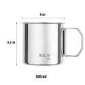 NC1762 Kubki stalowe turystyczne 4 szt. NILS CAMP 300 ml składane uszy