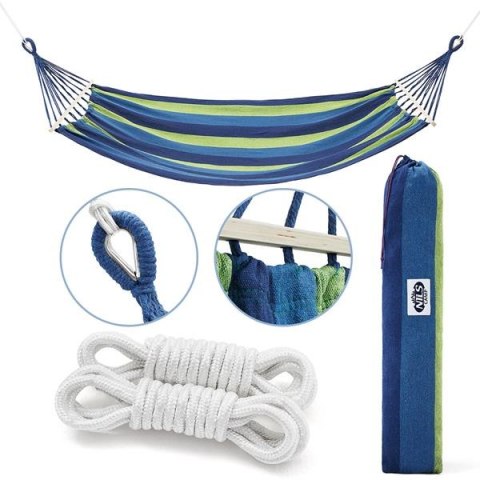 NC9001 NIEBIESKI HAMAK Z DREWNIANĄ BELKĄ 70CM I METALOWYM UCHWYTEM NILS CAMP NC9001 NIEBIESKI HAMAK Z DREWNIANĄ BELKĄ 70CM I METALOWYM UCHWYTEM NILS CAMP