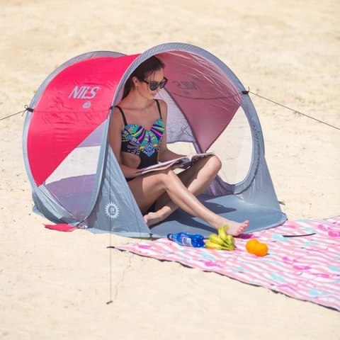 NC3142 CZERWONO-SZARY NAMIOT PLAŻOWY SAMOROZKŁADAJĄCY PODŁOGA NILS CAMP NC3142 CZERWONO-SZARY NAMIOT PLAŻOWY SAMOROZKŁADAJĄCY PODŁOGA NILS CAMP
