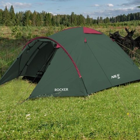 Namiot Kempingowy Nils Camp NC6013 ROCKER Zielono - Czerwony dla 3 Osób Namiot Kempingowy Nils Camp NC6013 ROCKER Zielono - Czerwony dla 3 Osób