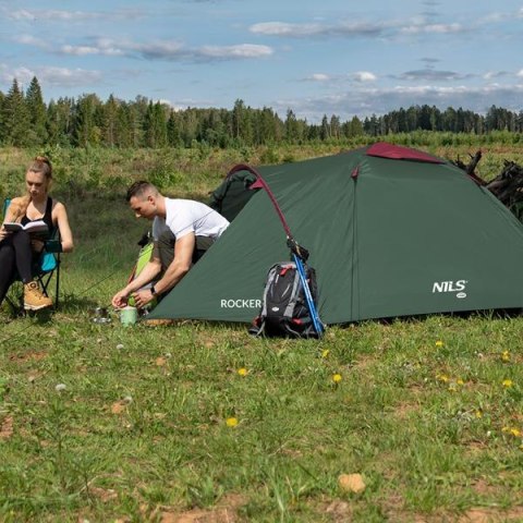 Namiot Kempingowy Nils Camp NC6013 ROCKER Zielono - Czerwony dla 3 Osób Namiot Kempingowy Nils Camp NC6013 ROCKER Zielono - Czerwony dla 3 Osób