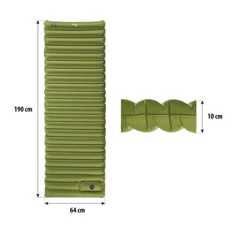 Mata Turystyczna NC4101 Zielona z Wbudowaną Pompką NILS CAMP 10cm Mata Turystyczna NC4101 Zielona z Wbudowaną Pompką NILS CAMP 10cm