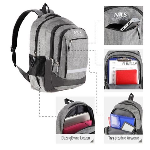 CBC7046 SZARY DAYPACK PLECAK NILS CBC7046 SZARY DAYPACK PLECAK NILS