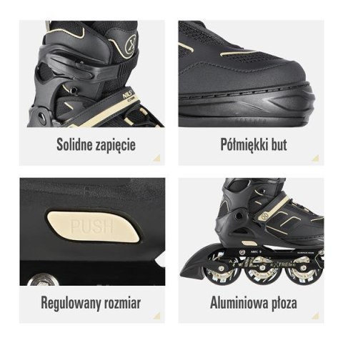 Łyżworolki Nils Extreme CZARNO-BEŻOWE Rozm. L (39-42) - Komfort i Styl! Łyżworolki Nils Extreme CZARNO-BEŻOWE Rozm. L (39-42) - Komfort i Styl!