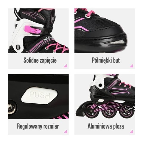 NA1169A RÓŻOWE ROZM. L(39-42) ŁYŻWOROLKI NILS EXTREME NA1169A RÓŻOWE ROZM. L(39-42) ŁYŻWOROLKI NILS EXTREME