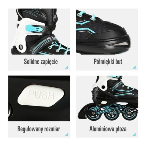 NA1169A TURKUSOWE ROZM. M(35-38) ŁYŻWOROLKI NILS EXTREME NA1169A TURKUSOWE ROZM. M(35-38) ŁYŻWOROLKI NILS EXTREME
