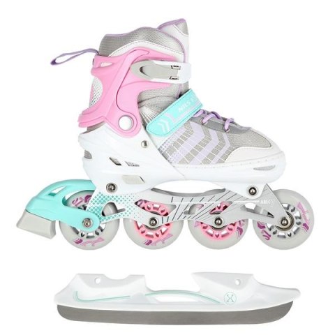 Nh18192 4W1 Różowe Łyżworolki Z Wymienną Płoza Hokejową Nils (Rozm.M 34-38)