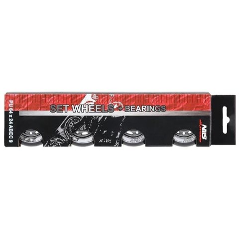 PU 64x24 82A CZARNE (4 szt.) + ABEC-9 (8 szt.) ZESTAW NILS EXTREME PU 64x24 82A CZARNE (4 szt.) + ABEC-9 (8 szt.) ZESTAW NILS EXTREME