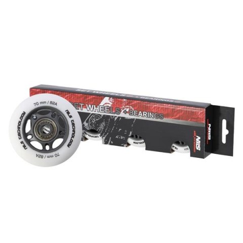 PU 70x24 82A BIAŁE MATOWE (4 szt.) + ABEC-9 (8 szt.) ZESTAW NILS EXTREME PU 70x24 82A BIAŁE MATOWE (4 szt.) + ABEC-9 (8 szt.) ZESTAW NILS EXTREME