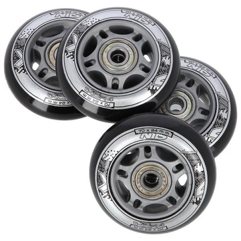 PU 70x24 82A CZARNE (4 szt.) + ABEC-9 (8 szt.) ZESTAW NILS EXTREME PU 70x24 82A CZARNE (4 szt.) + ABEC-9 (8 szt.) ZESTAW NILS EXTREME