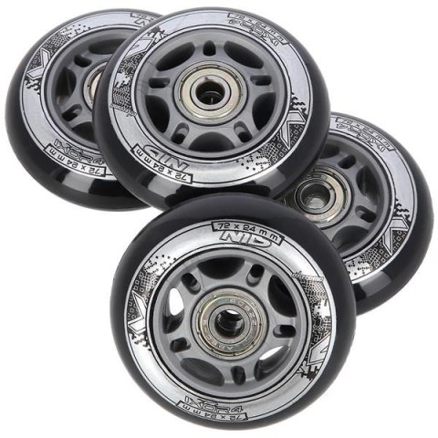 PU 72x24 82A CZARNE (4 szt.) + ABEC-9 (8 szt.) ZESTAW NILS EXTREME PU 72x24 82A CZARNE (4 szt.) + ABEC-9 (8 szt.) ZESTAW NILS EXTREME