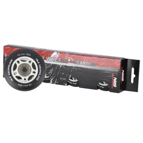 PU 72x24 82A CZARNE MATOWE (4 szt.) + ABEC-9 (8 szt.) ZESTAW NILS EXTREME PU 72x24 82A CZARNE MATOWE (4 szt.) + ABEC-9 (8 szt.) ZESTAW NILS EXTREME