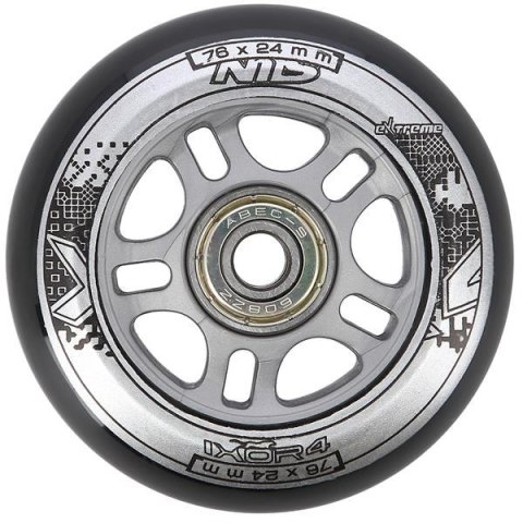 PU 76x24 82A CZARNE (4 szt.) + ABEC-9 (8 szt.) ZESTAW NILS EXTREME PU 76x24 82A CZARNE (4 szt.) + ABEC-9 (8 szt.) ZESTAW NILS EXTREME