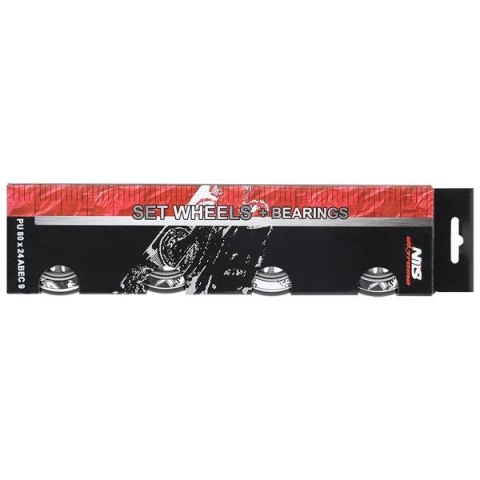 PU 80x24 82A CZARNE (4 szt.) + ABEC-9 (8 szt.) ZESTAW NILS EXTREME PU 80x24 82A CZARNE (4 szt.) + ABEC-9 (8 szt.) ZESTAW NILS EXTREME