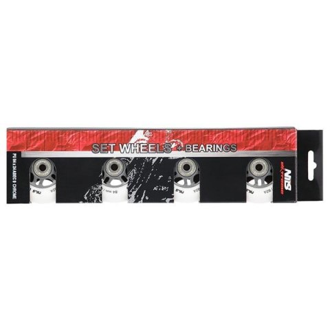 PU 84x24 82A BIAŁE MATOWE (4 szt.) + ABEC-9 CHROME (8 szt.) ZESTAW NILS EXTREME PU 84x24 82A BIAŁE MATOWE (4 szt.) + ABEC-9 CHROME (8 szt.) ZESTAW NILS EXTREME
