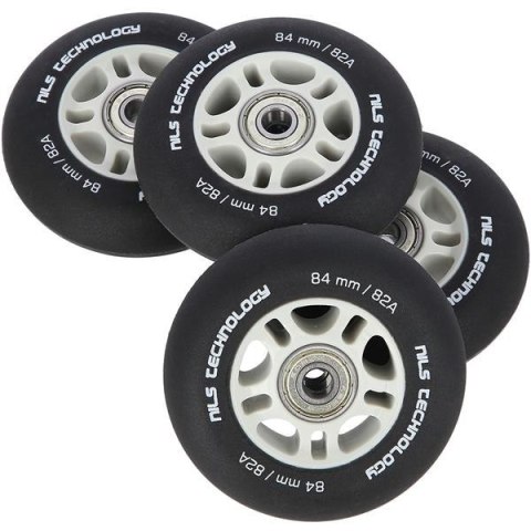 PU 84x24 82A CZARNE MATOWE (4 szt.) + ABEC-9 CHROME (8 szt.) ZESTAW NILS EXTREME PU 84x24 82A CZARNE MATOWE (4 szt.) + ABEC-9 CHROME (8 szt.) ZESTAW NILS EXTREME