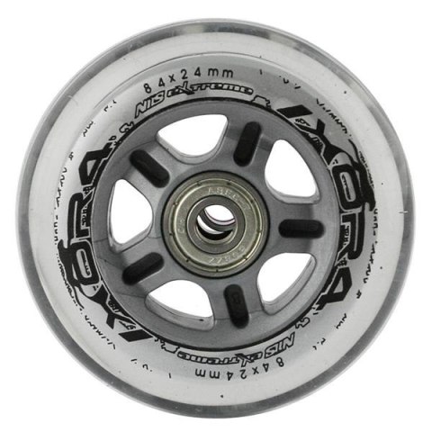 PU 84x24 82A PRZEZROCZYSTE (4 szt.) + ABEC-7 CHROME (8 szt.) ZESTAW NILS EXTREME PU 84x24 82A PRZEZROCZYSTE (4 szt.) + ABEC-7 CHROME (8 szt.) ZESTAW NILS EXTREME