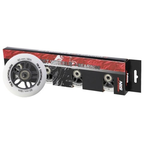 PU 90x24 82A BIAŁE MATOWE (4 szt.) + ABEC-9 CHROME (8 szt.) ZESTAW NILS EXTREME PU 90x24 82A BIAŁE MATOWE (4 szt.) + ABEC-9 CHROME (8 szt.) ZESTAW NILS EXTREME