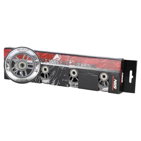 PU 90x24 82A CZARNE (4 szt.) + ABEC-9 CHROME (8 szt.) ZESTAW NILS EXTREME PU 90x24 82A CZARNE (4 szt.) + ABEC-9 CHROME (8 szt.) ZESTAW NILS EXTREME