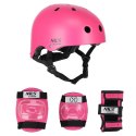 Kask z Ochraniaczami Zestaw Różowy MR290+H230 Rozm. S Nils Extreme