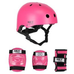 Kask z Ochraniaczami Zestaw Różowy MR290+H230 Rozm. S Nils Extreme