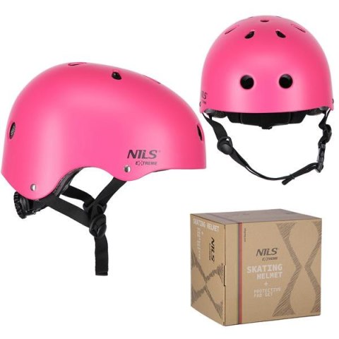 Kask z Ochraniaczami Zestaw Różowy MR290+H230 Rozm. S Nils Extreme Kask z Ochraniaczami Zestaw Różowy MR290+H230 Rozm. S Nils Extreme