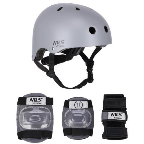 MR290+H230 KASK Z OCHRANIACZAMI ZESTAW SZARY ROZM. M NILS EXTREME MR290+H230 KASK Z OCHRANIACZAMI ZESTAW SZARY ROZM. M NILS EXTREME