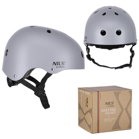 MR290+H230 KASK Z OCHRANIACZAMI ZESTAW SZARY ROZM. M NILS EXTREME MR290+H230 KASK Z OCHRANIACZAMI ZESTAW SZARY ROZM. M NILS EXTREME