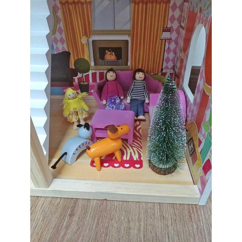DOMEK DLA LALEK DREWNIANY LED XXXL 60x33x90CM + 3 LALKI + 2 ZWIERZĄTKA DOMEK DLA LALEK DREWNIANY LED XXXL 60x33x90CM + 3 LALKI + 2 ZWIERZĄTKA