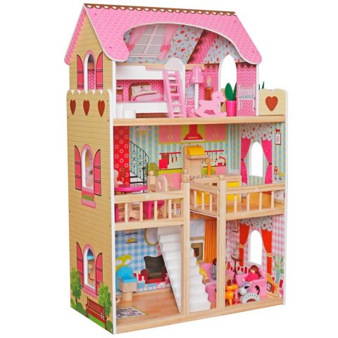 DOMEK DLA LALEK DREWNIANY LED XXXL 60x33x90CM + 3 LALKI + 2 ZWIERZĄTKA DOMEK DLA LALEK DREWNIANY LED XXXL 60x33x90CM + 3 LALKI + 2 ZWIERZĄTKA