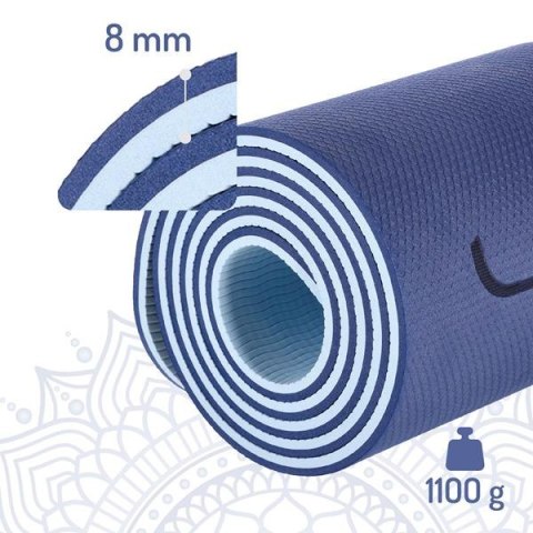 YM10 Mata do jogi 0.8 cm granatowa TPE HMS + pasy transportowe YM10 Mata do jogi 0.8 cm granatowa TPE HMS + pasy transportowe