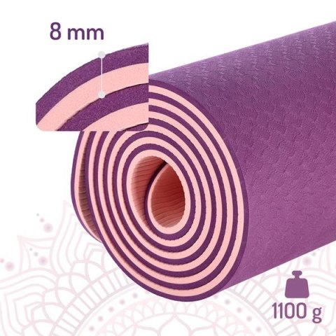 YM10 Mata do jogi fioletowa TPE 182x61x0,8 cm HMS + pasek/pokrowiec YM10 Mata do jogi fioletowa TPE 182x61x0,8 cm HMS + pasek/pokrowiec